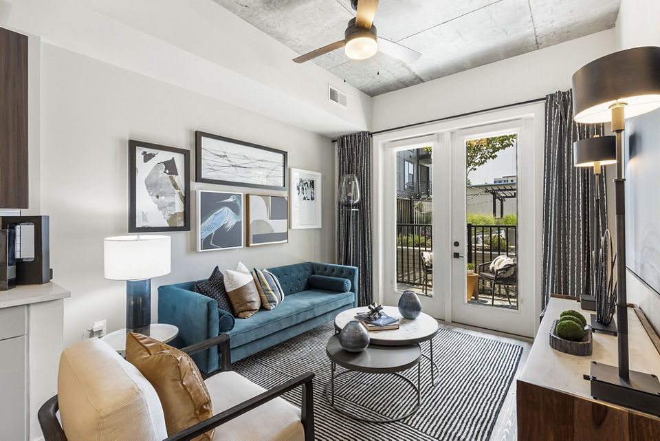 living room at Griffin Durham Apartments