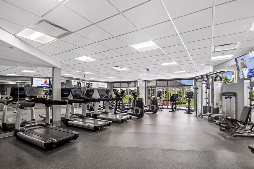 fitness center at One Ardmore Apartments