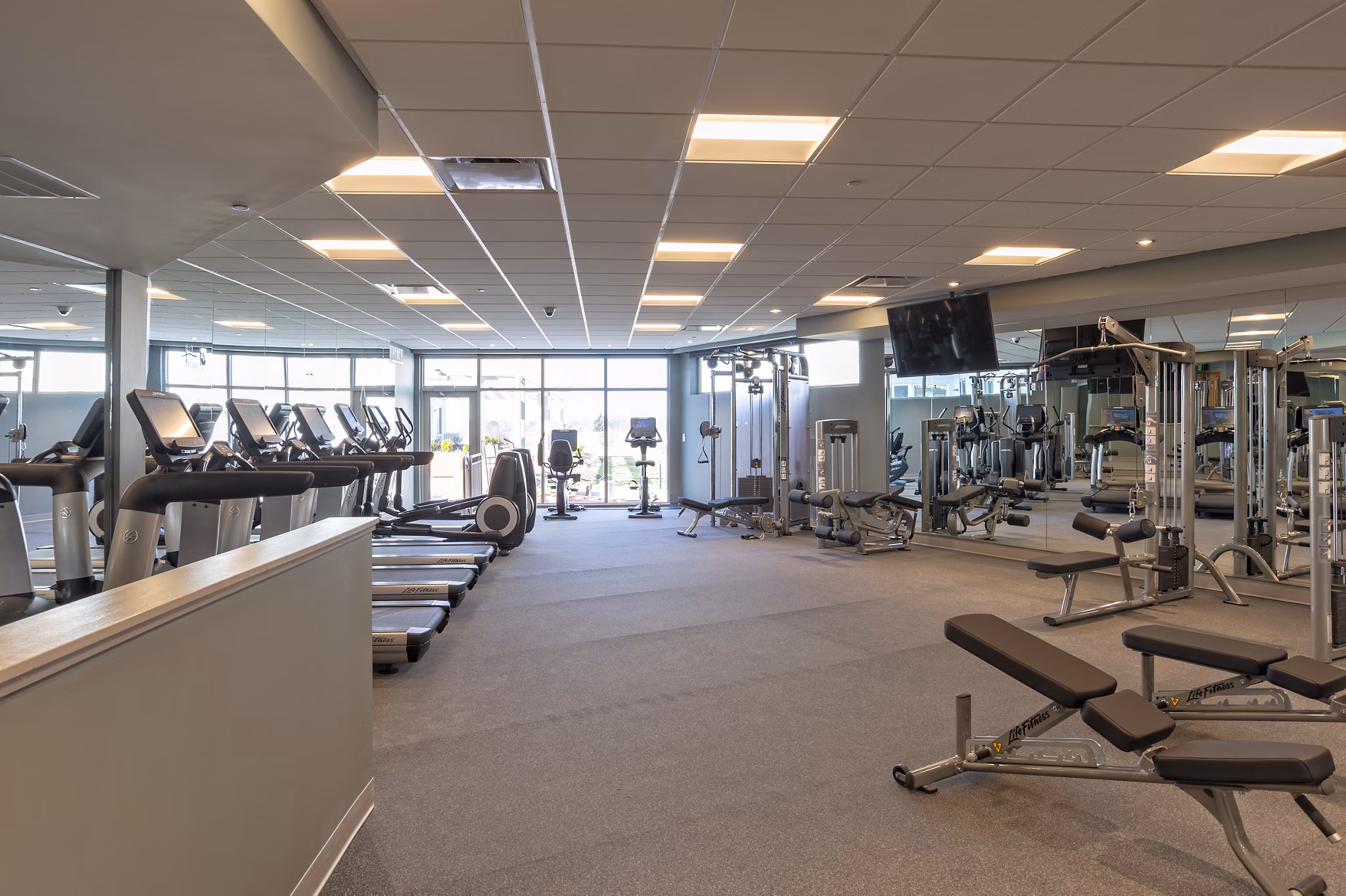 fitness center at One Ardmore Apartments