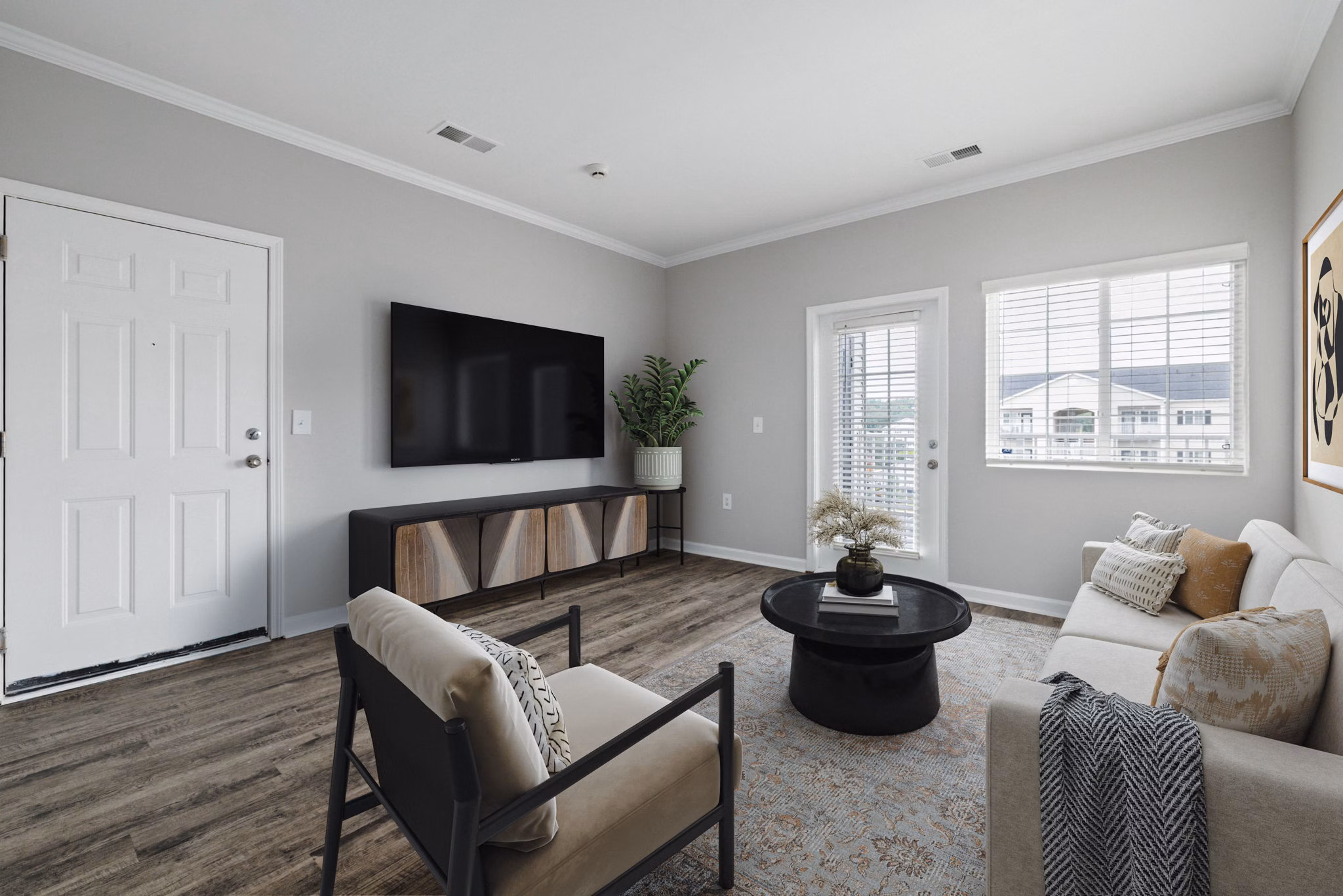 Living Room at The Summit on 401 Apartments