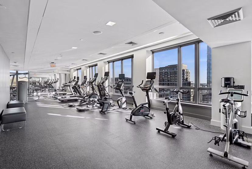 fitness center at Millennium at National Landing Apartments