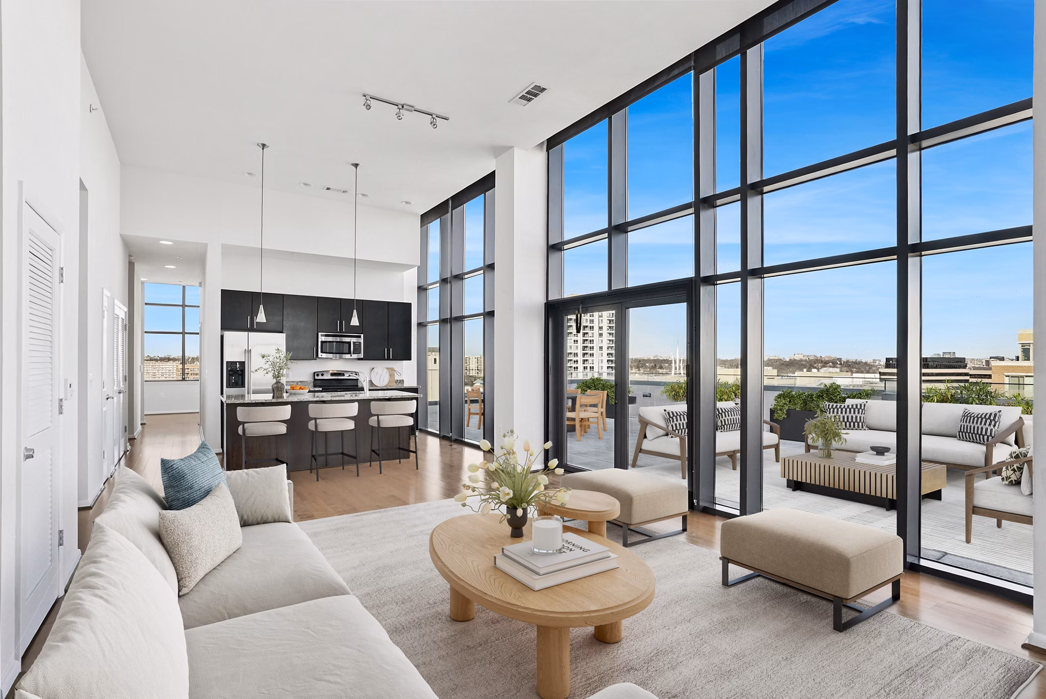 living room at Millennium at National Landing Apartments
