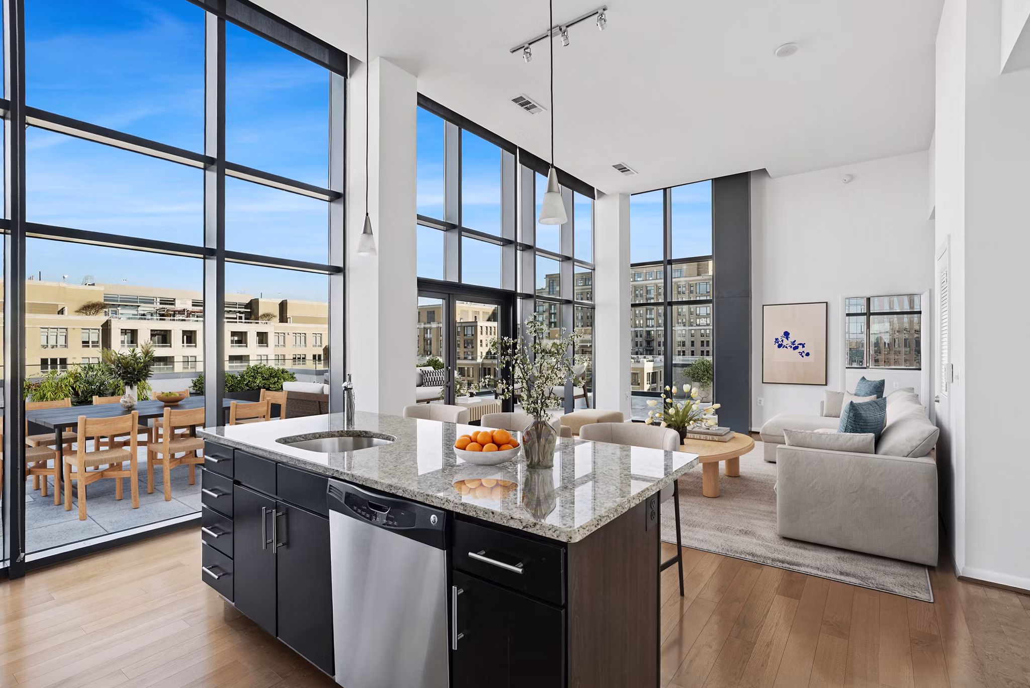 living room at Millennium at National Landing Apartments