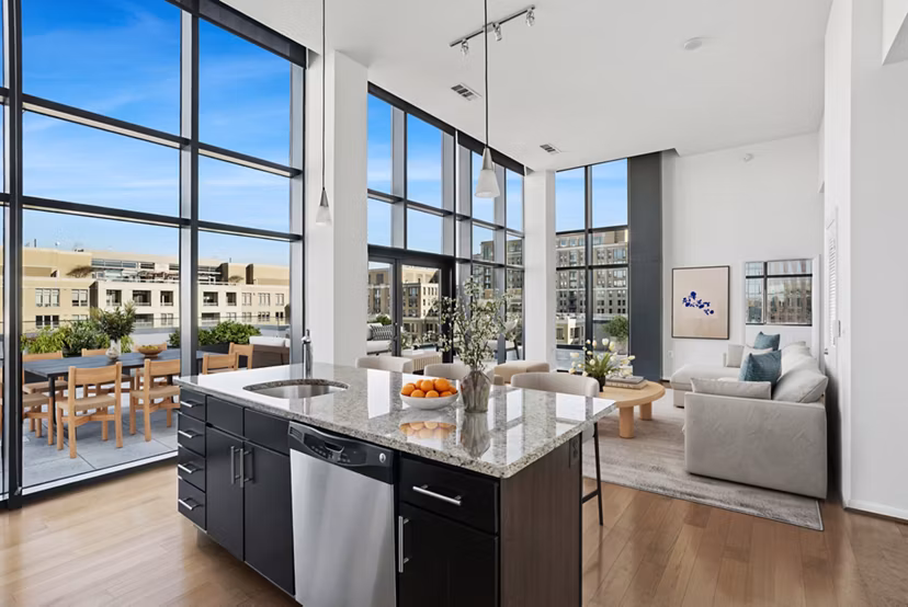 living room at Millennium at National Landing Apartments