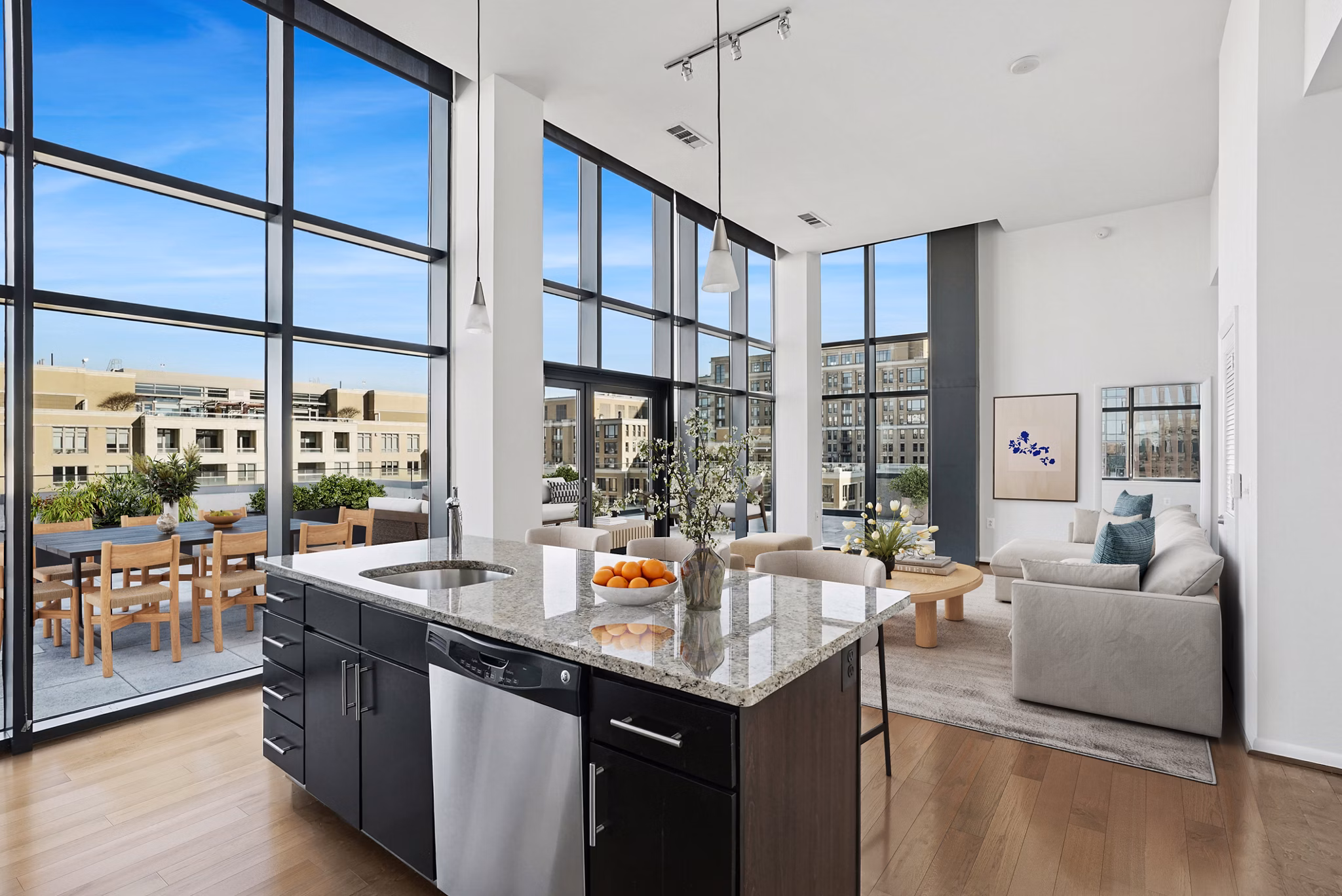 living room at Millennium at National Landing Apartments