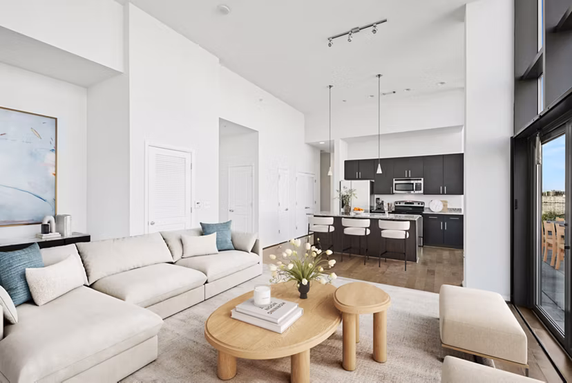living room at Millennium at National Landing Apartments