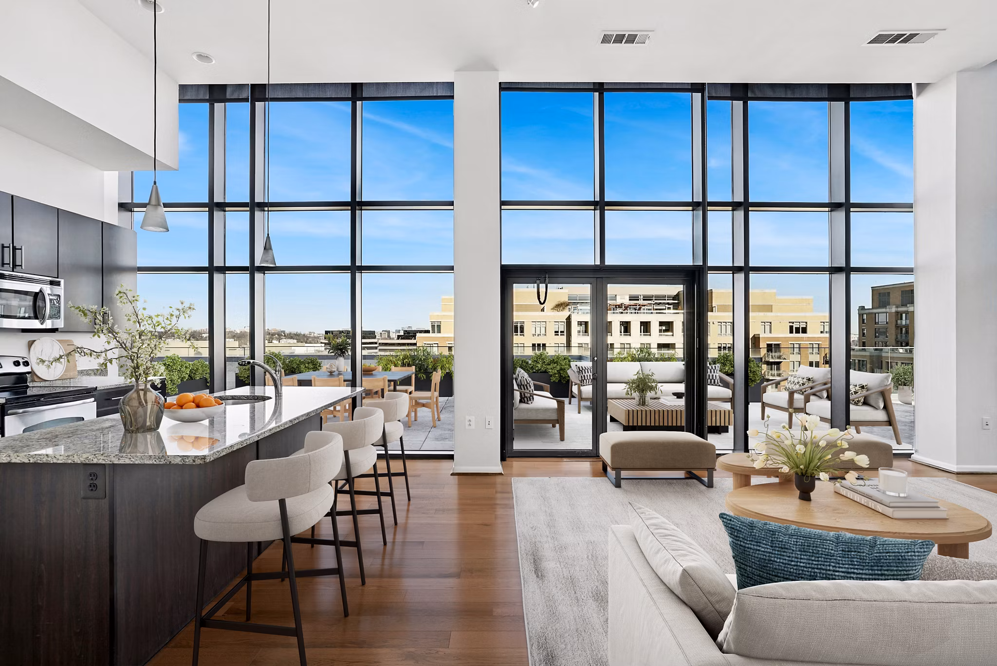 living room at Millennium at National Landing Apartments