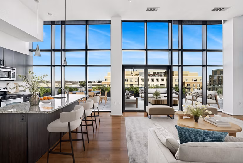 living room at Millennium at National Landing Apartments