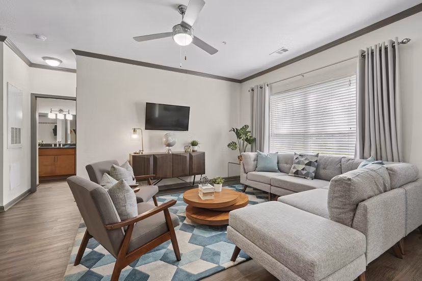 living room at Presley Oaks Apartments