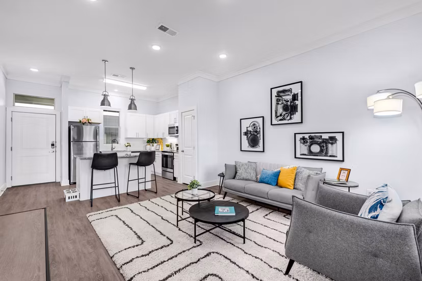 living room at Retreat at Krum Apartments