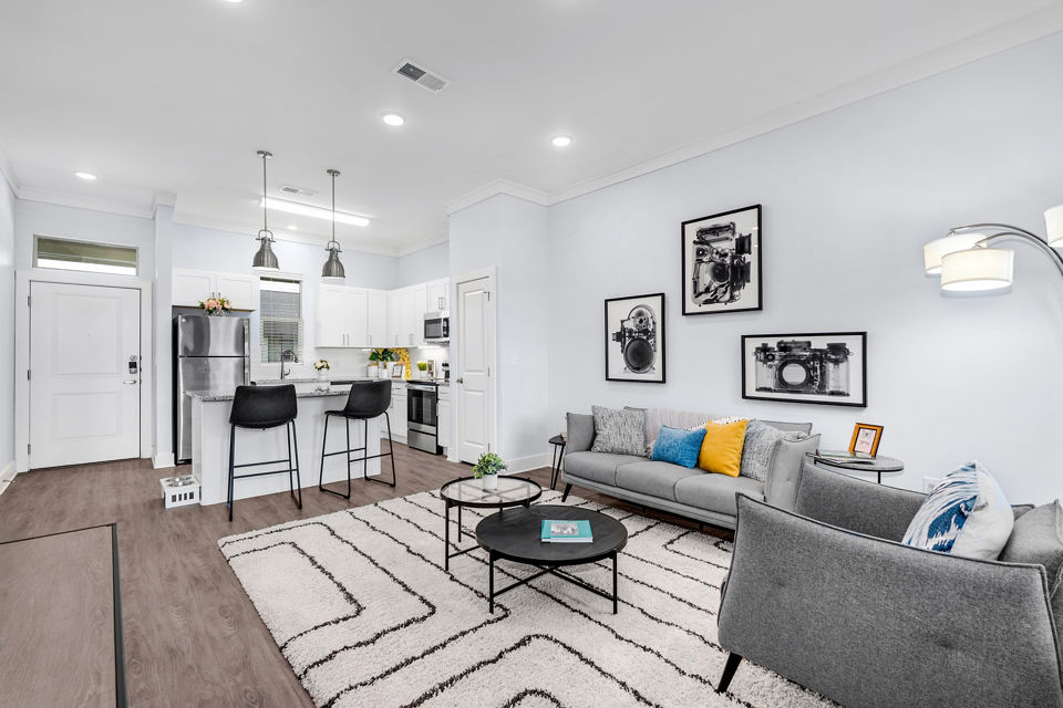living room at Retreat at Krum Apartments