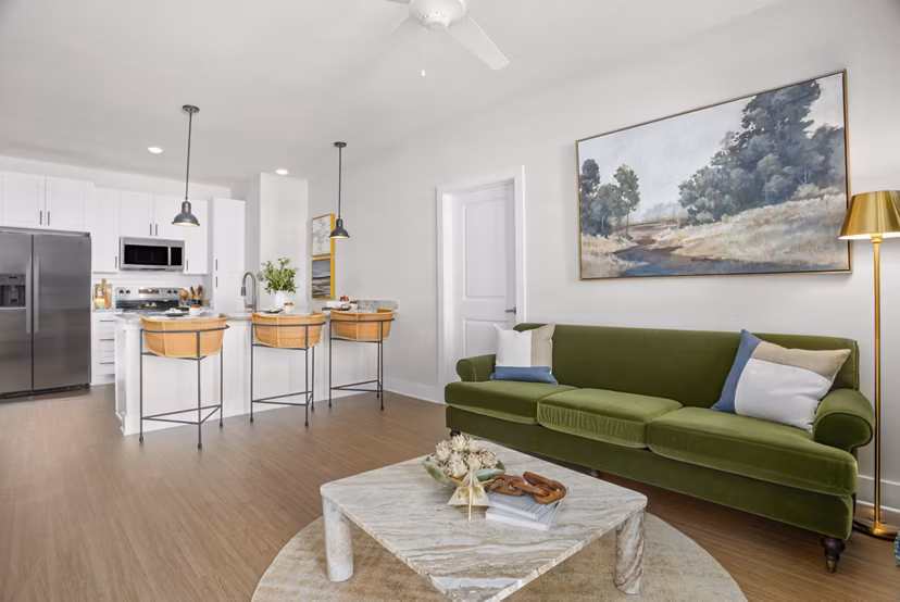 living room at Lake Forest at Swift Creek Apartments