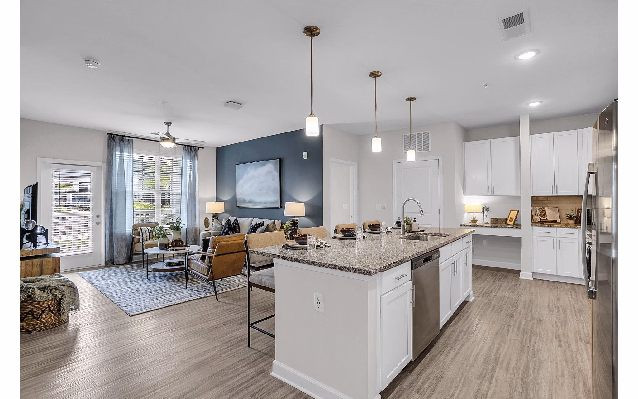 living room at The Shoals Apartments 