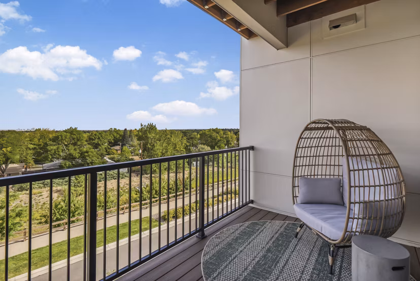 patio at Parkside at Littleton Village Apartments 