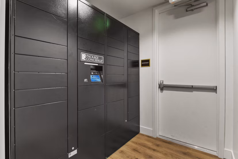 mail room at Parkside at Littleton Village Apartments 