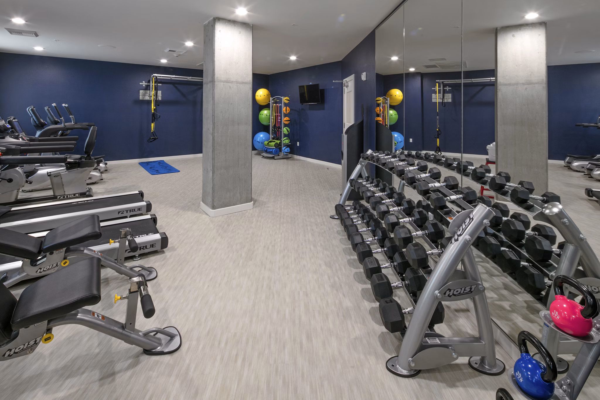 fitness center at Sanctuary Apartments