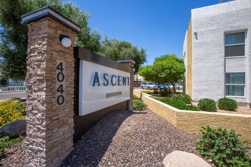 signage at Ascent on Peoria Apartments