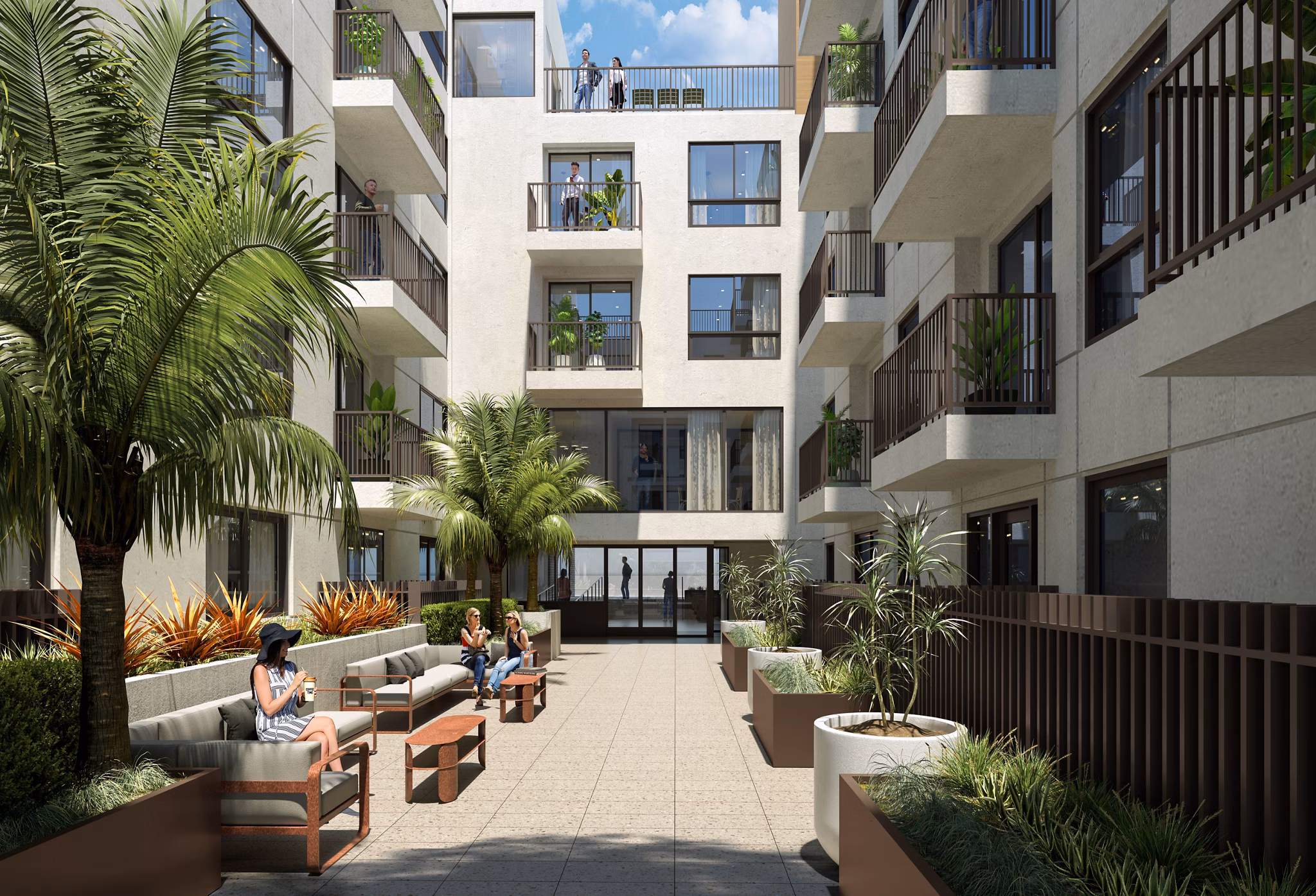 courtyard at 1430 Lincoln Apartments