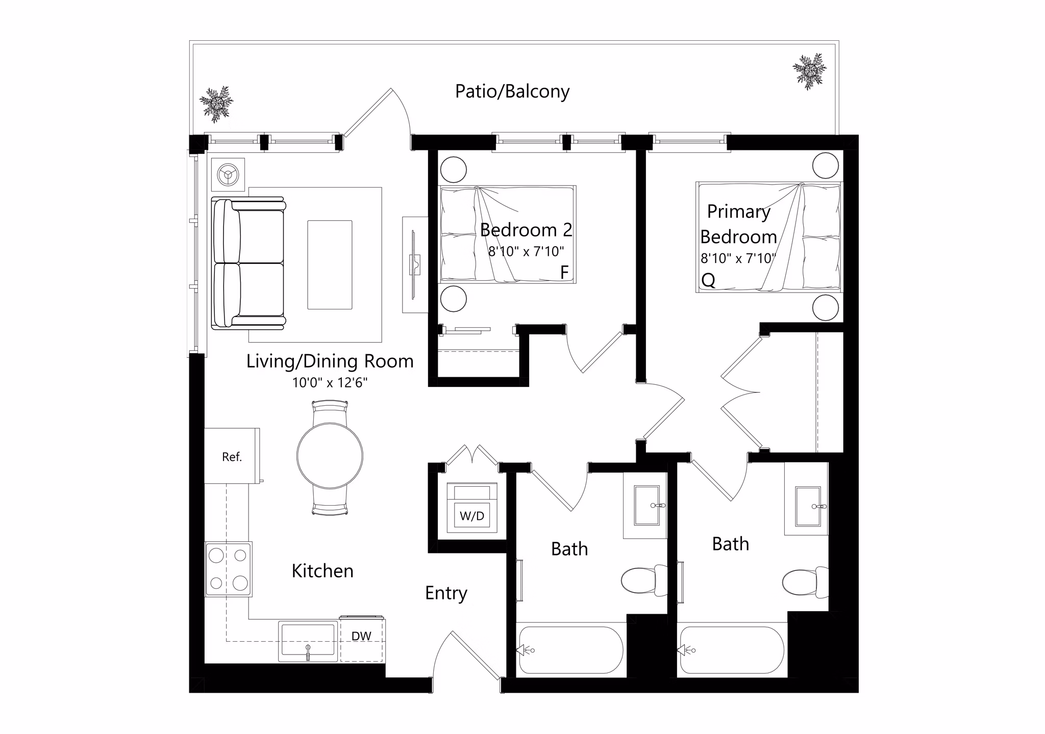 2A floor plan at 501 Broadway Apartments