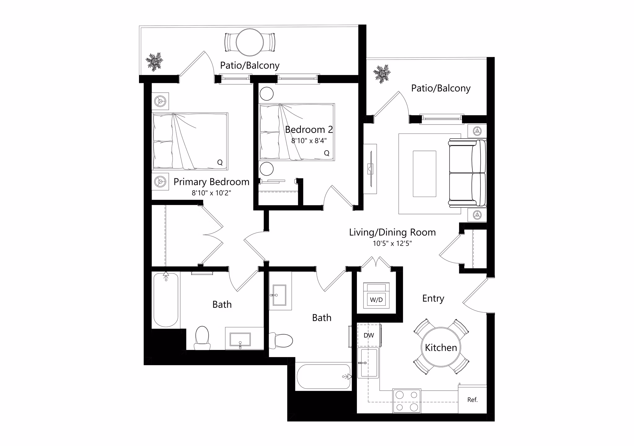 2C floor plan at 501 Broadway Apartments