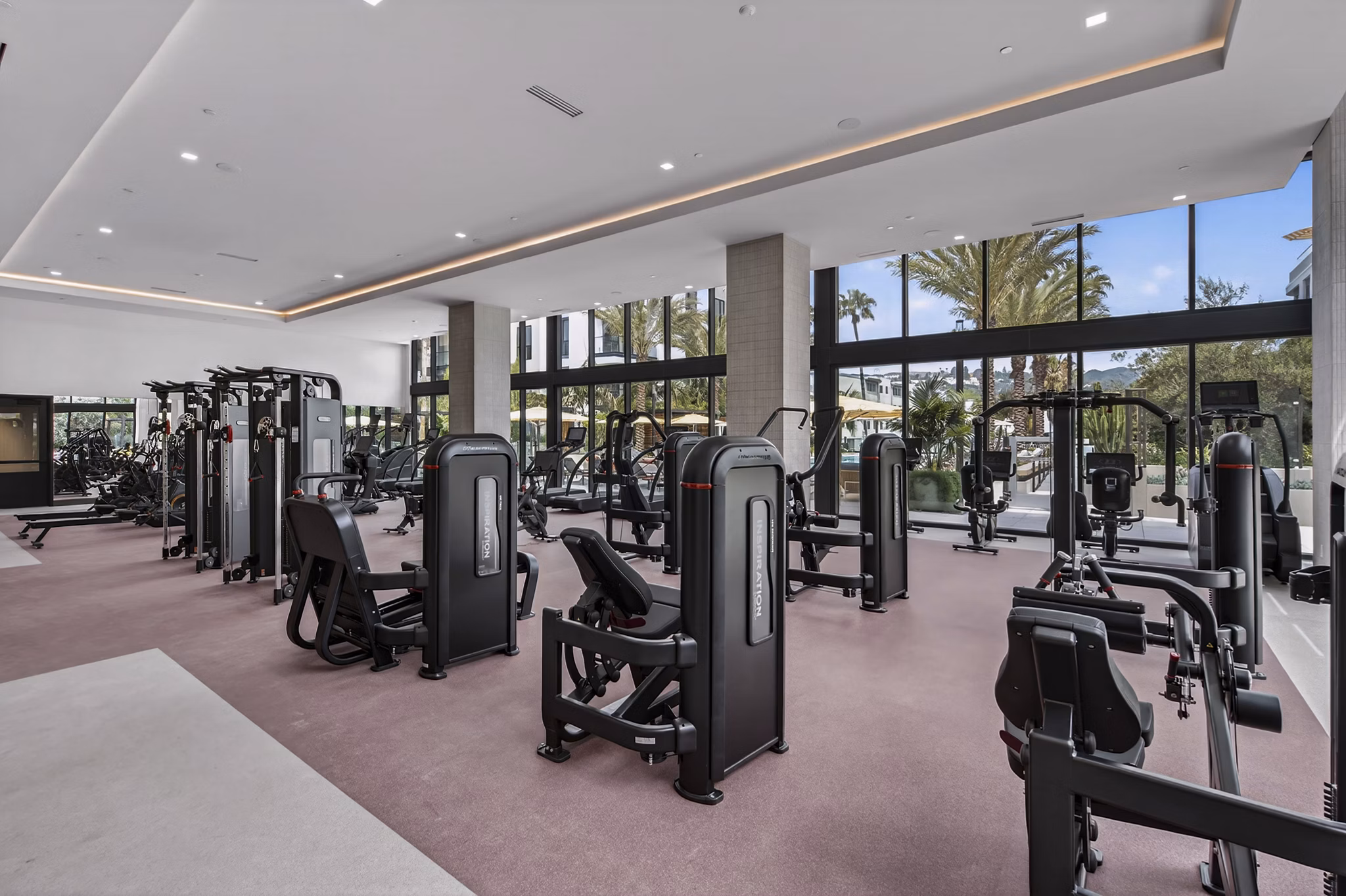 fitness center at 5420 Sunset Apartments