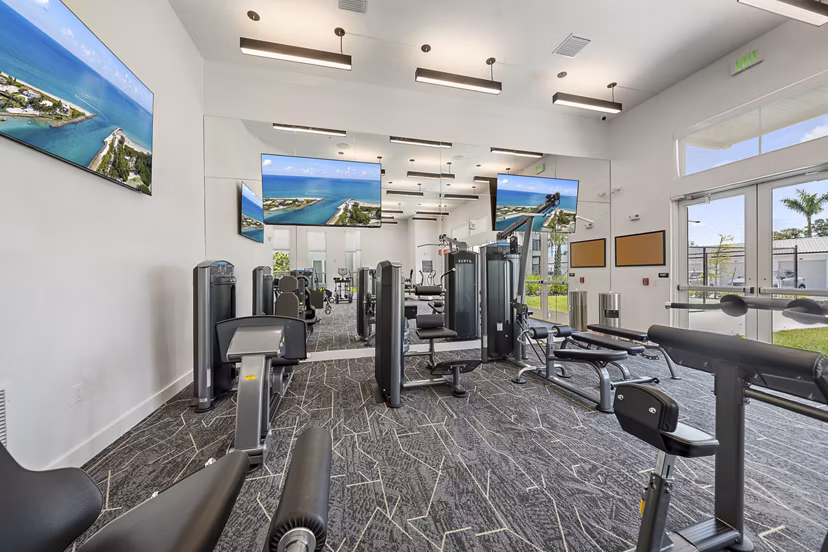 fitness center at Mira at Palmer Ranch Apartments 