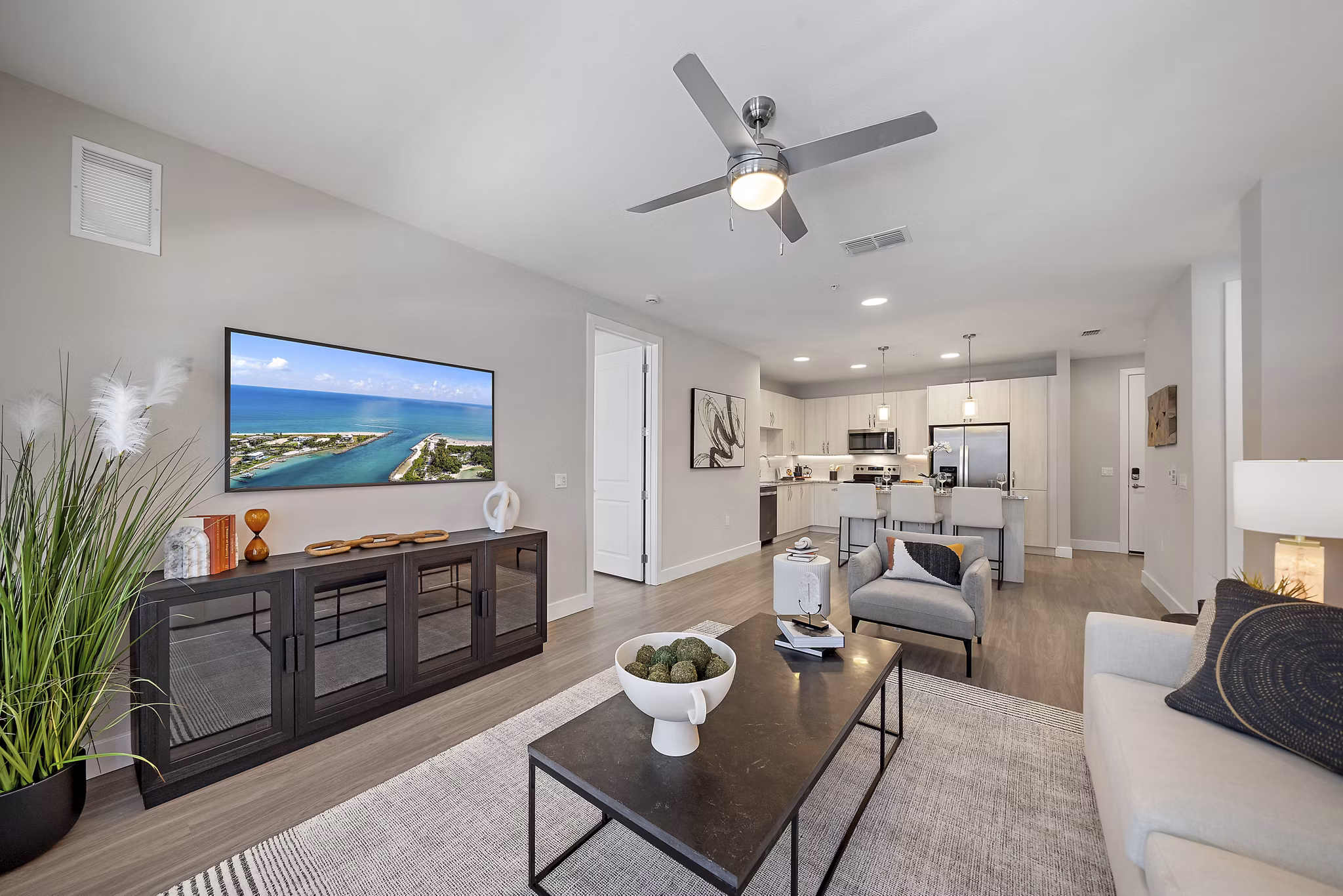 living room at Mira at Palmer Ranch Apartments 