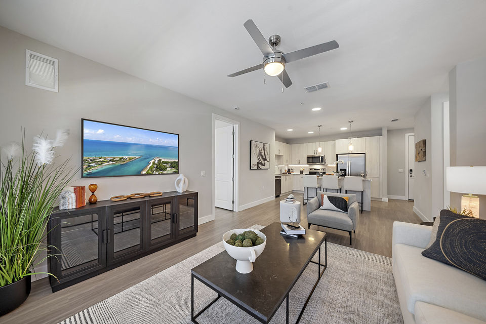 living room at Mira at Palmer Ranch Apartments 