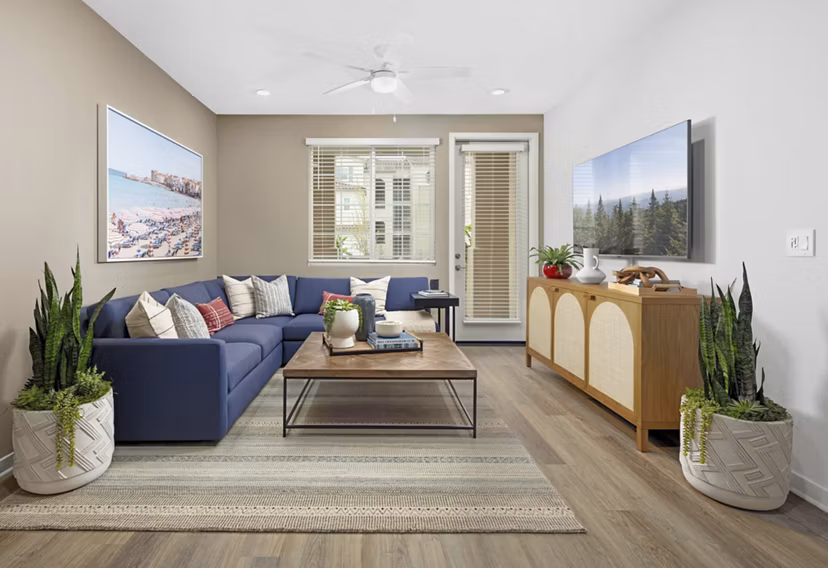 living room at Aviara at Mountain House Apartments