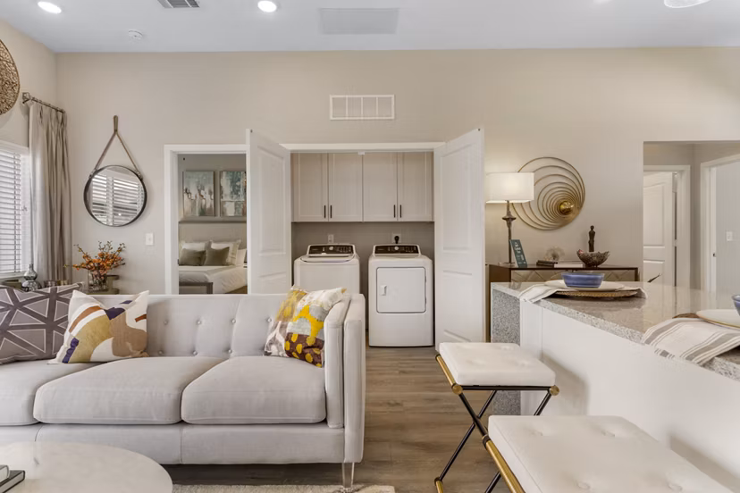 living room at Trulo Homes Jenks Apartments
