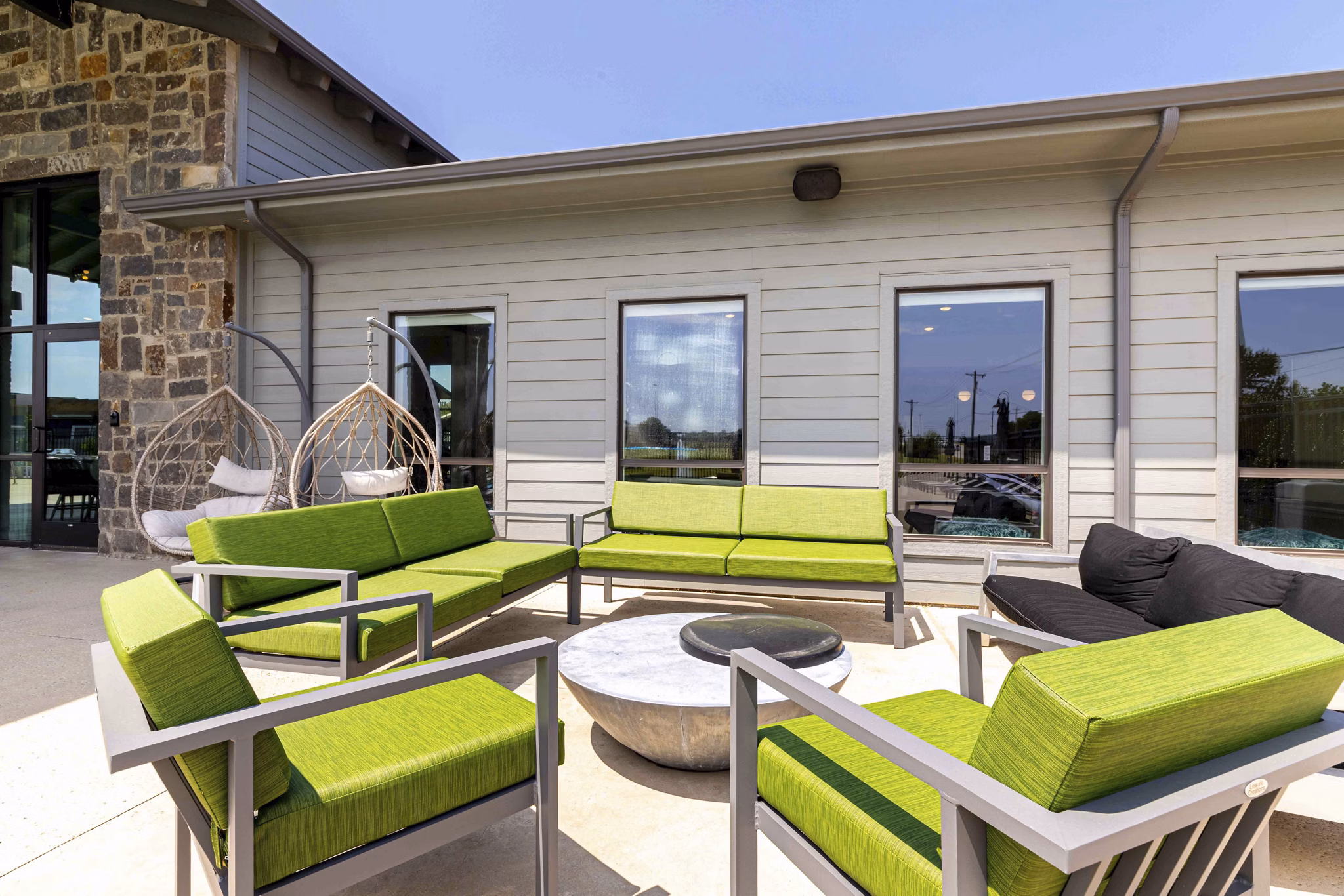 fire pit at Meadow + Main Apartments