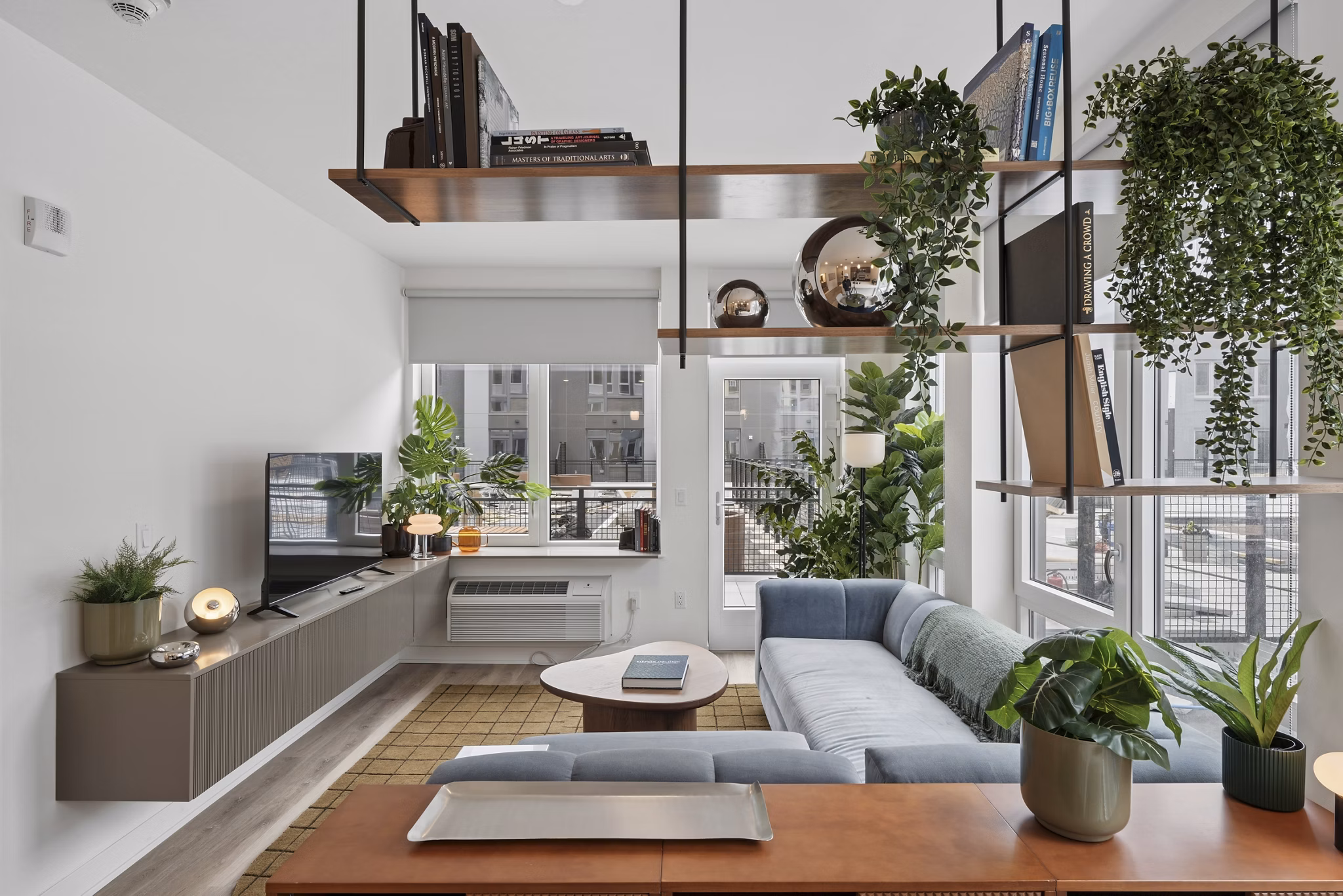 living room at West Side Square Apartments