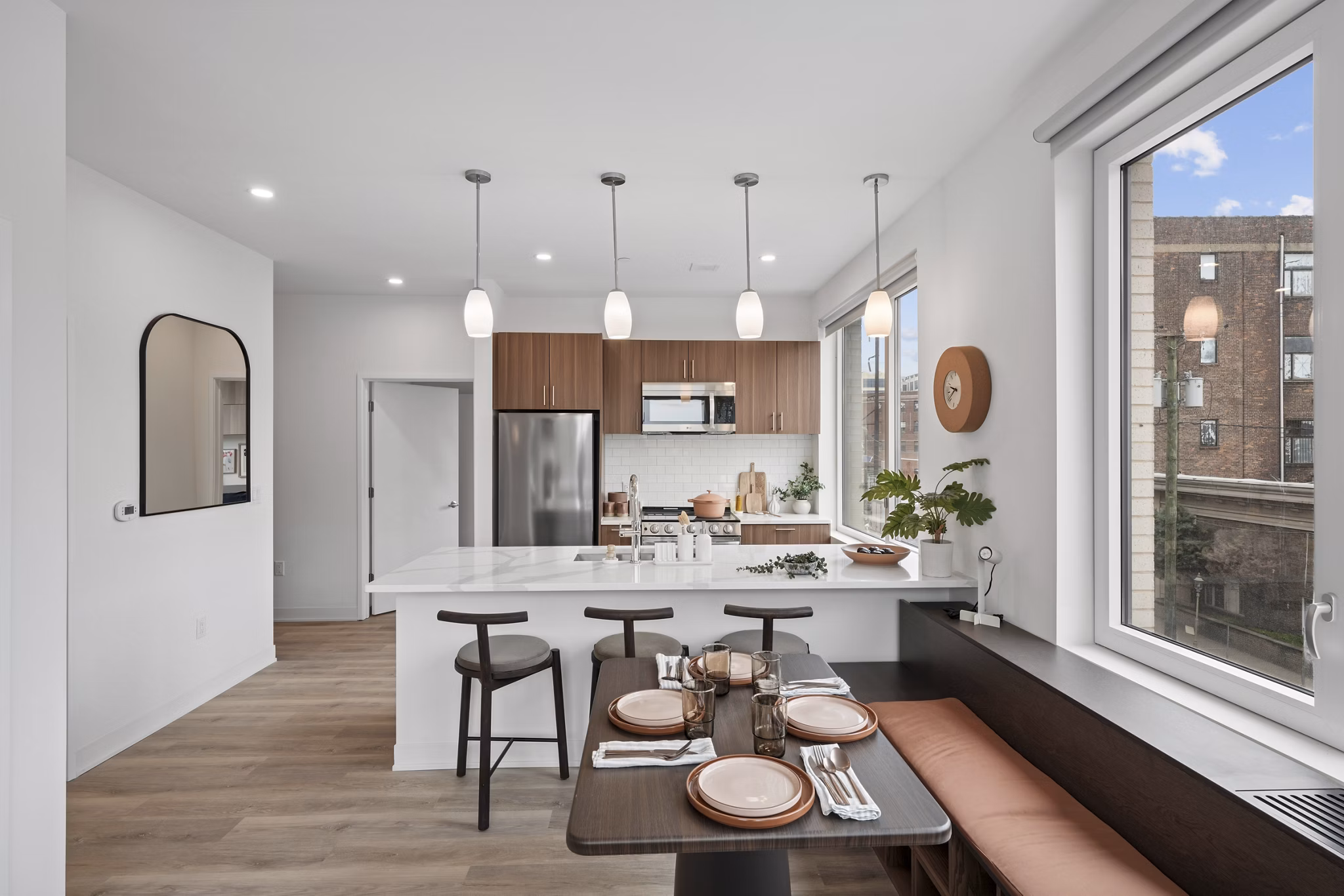 living room at West Side Square Apartments