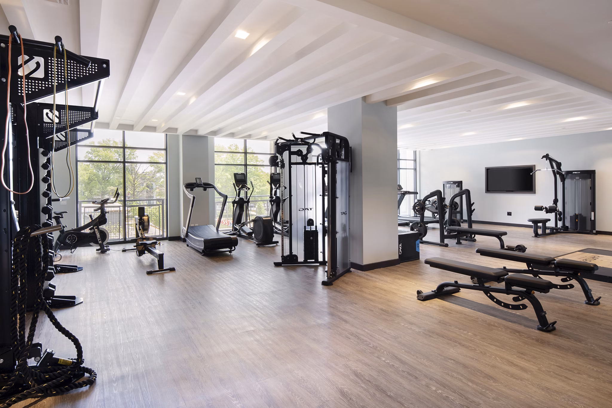 fitness center at The Hartley Apartments