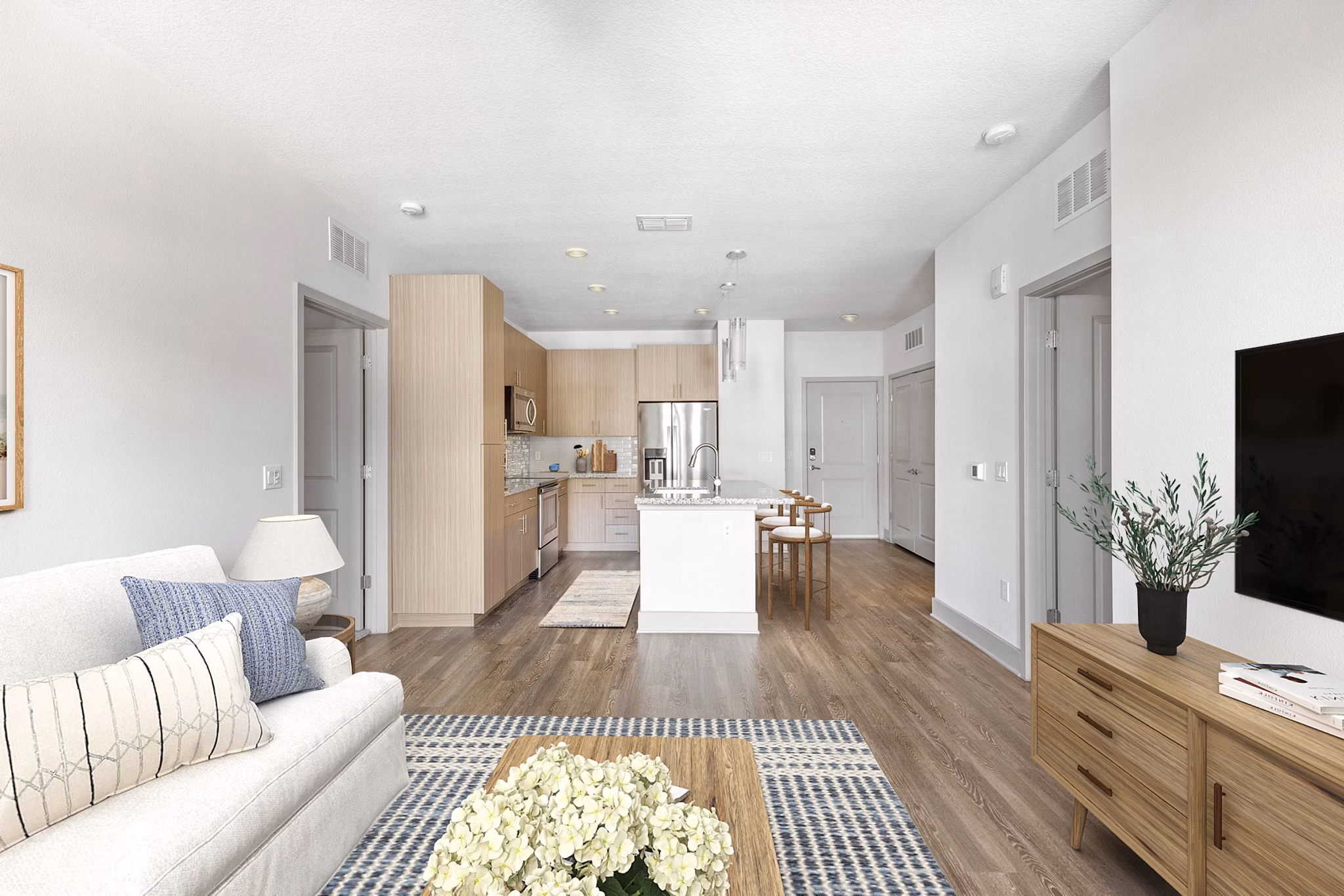 living room at Lantower Grande Flats Apartments