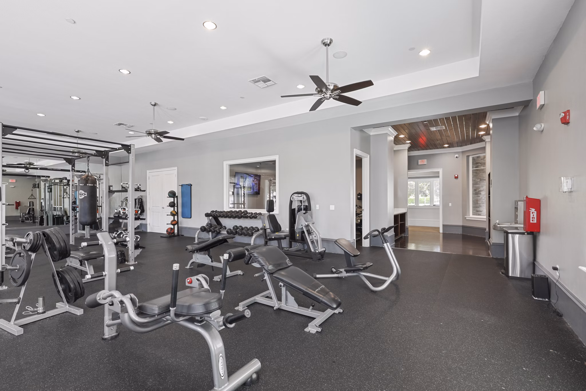 fitness center at Lantower Grande Pines Apartments
