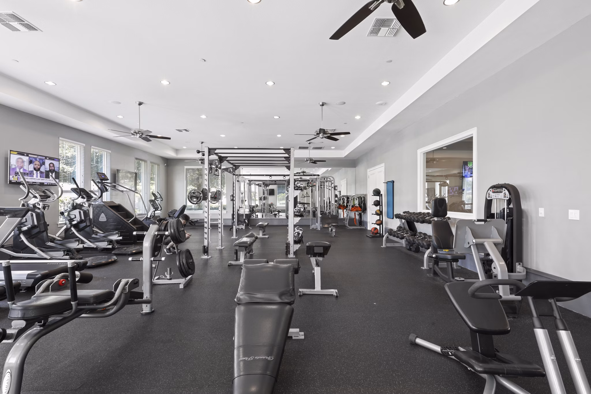 fitness center at Lantower Grande Pines Apartments
