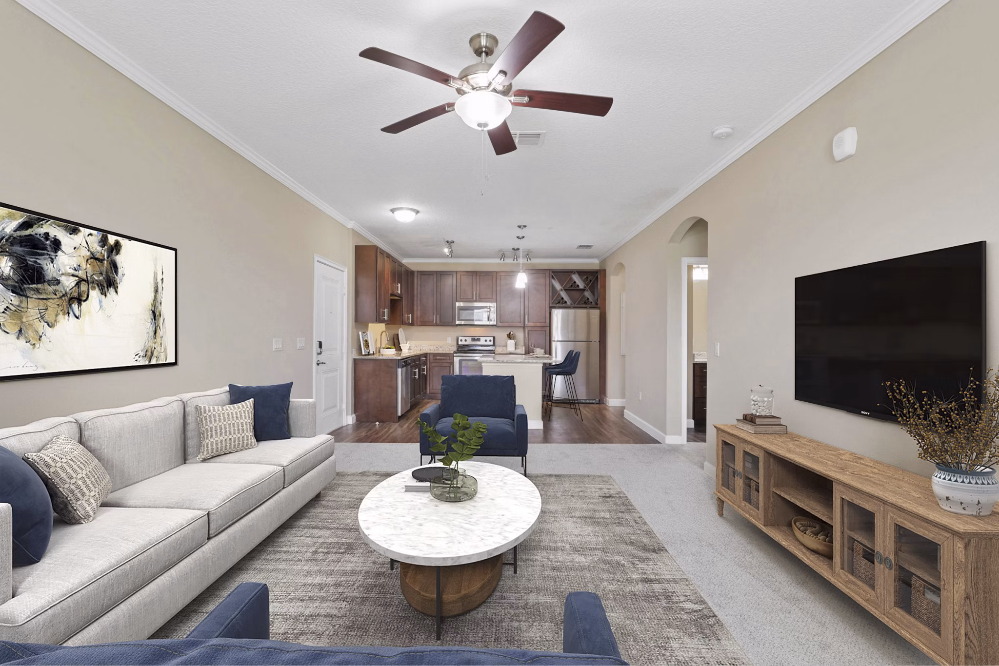 living room at Lantower Grande Pines Apartments