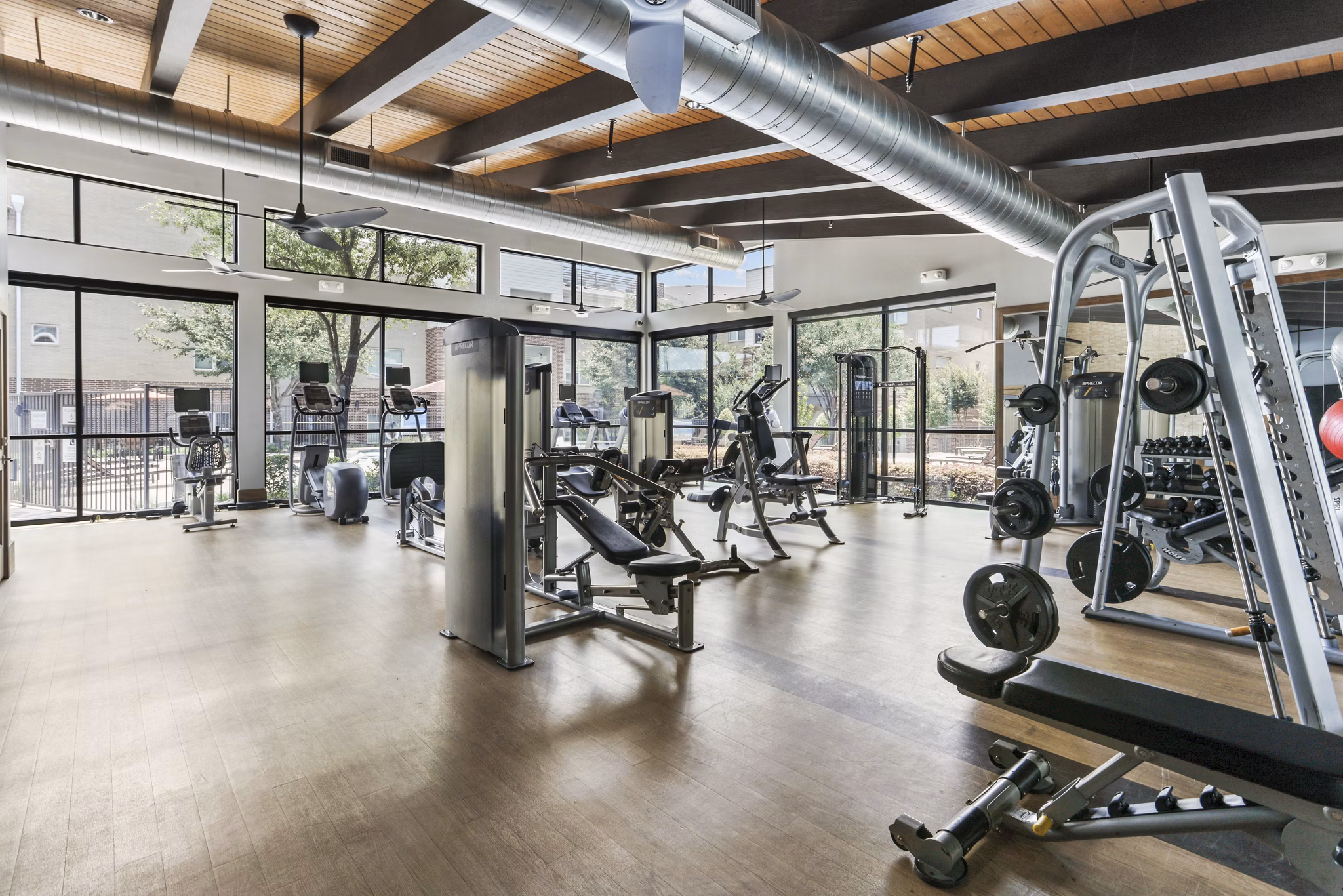 fitness center at Lantower Legacy Lakes Apartments