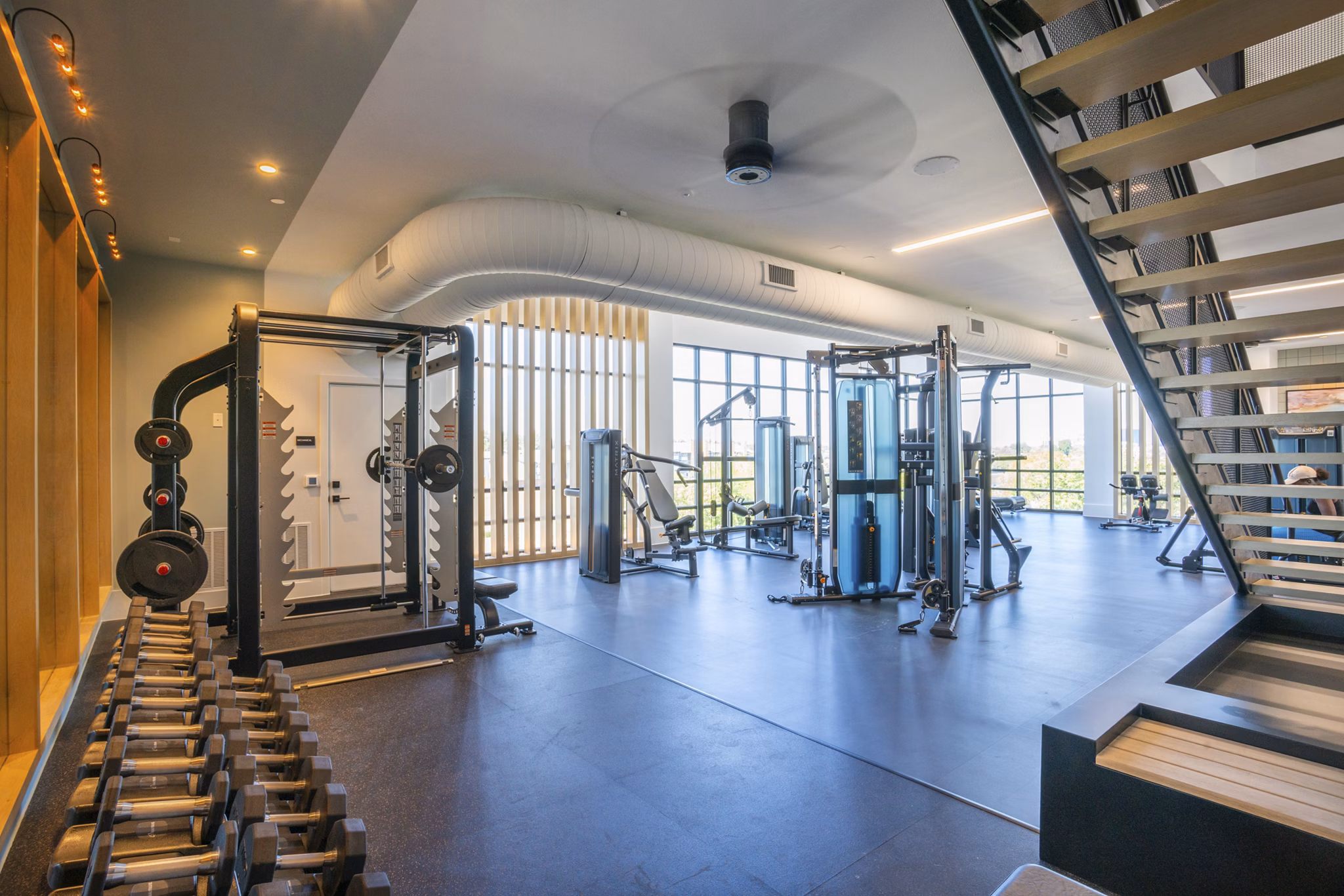 fitness center at Lantower Midtown Apartments