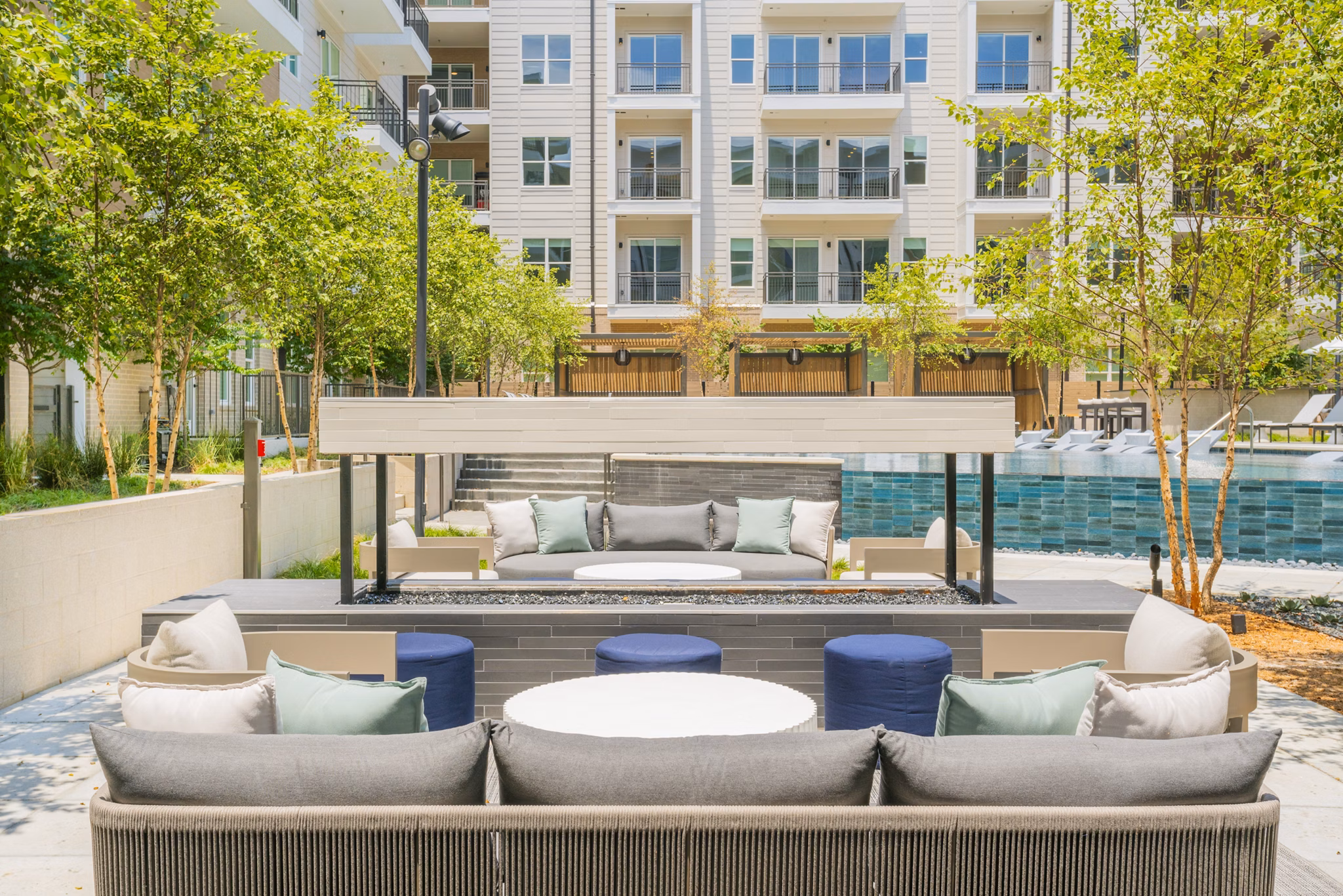 fire pit at Lantower West Love Apartments