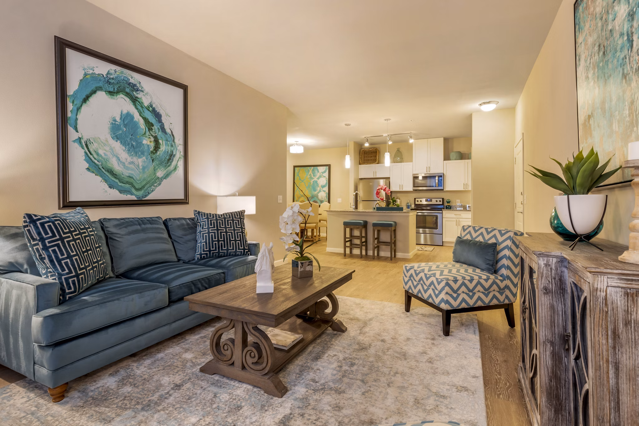 living room at Edgewater Apartments