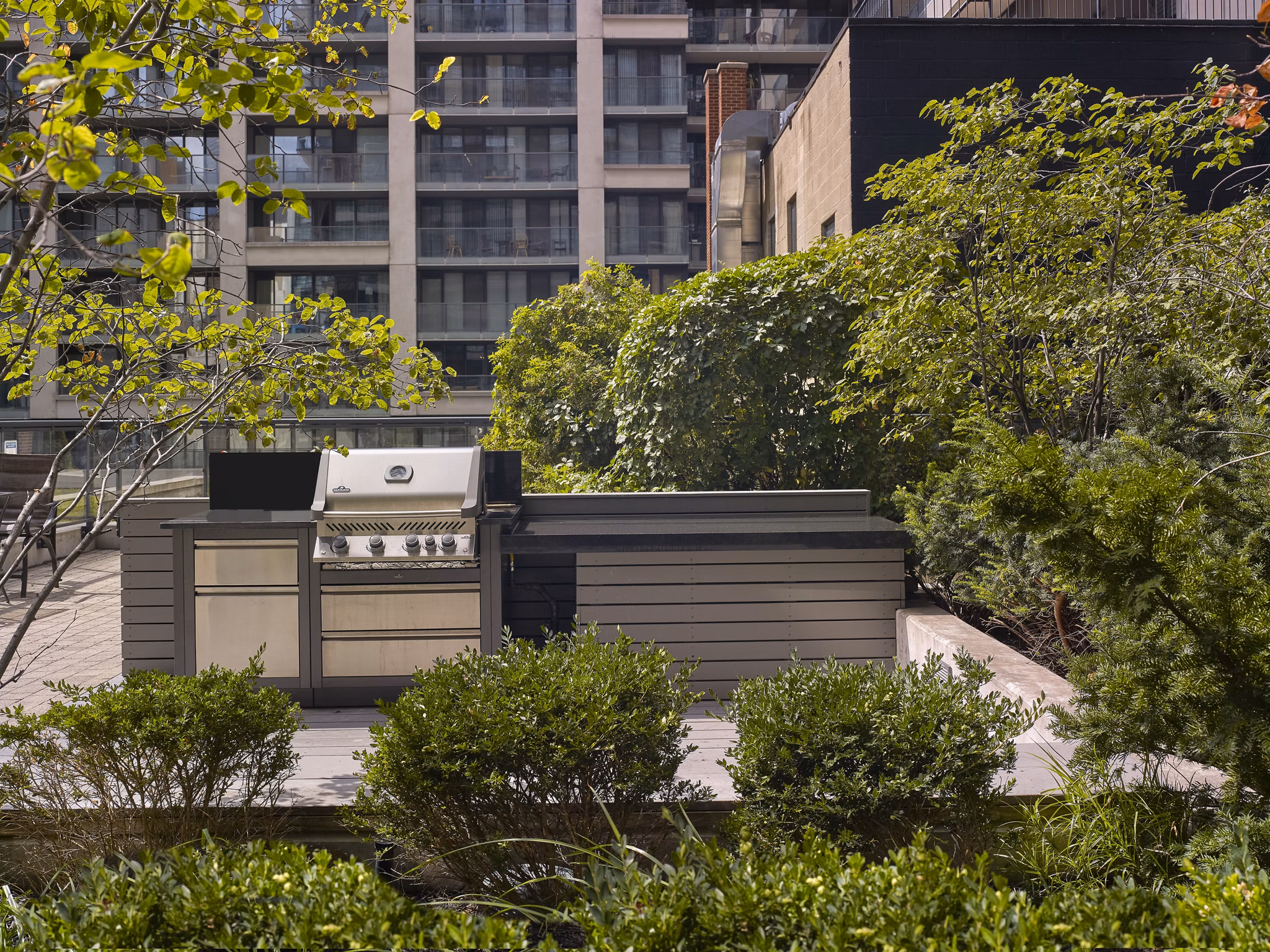 grill area at Motion Apartments 