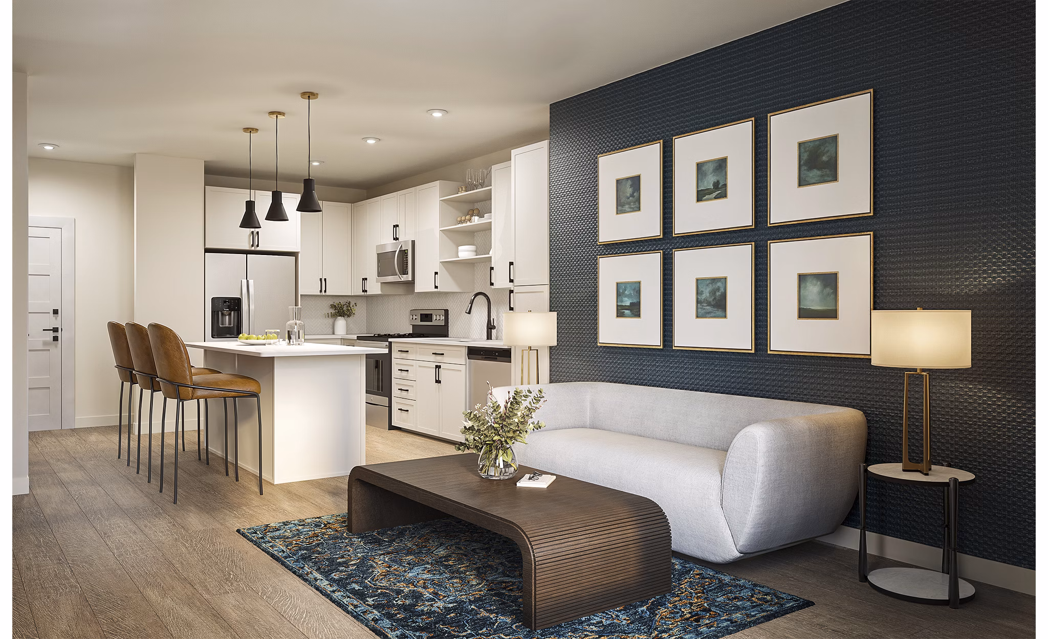 Living Room at Embark Apartments