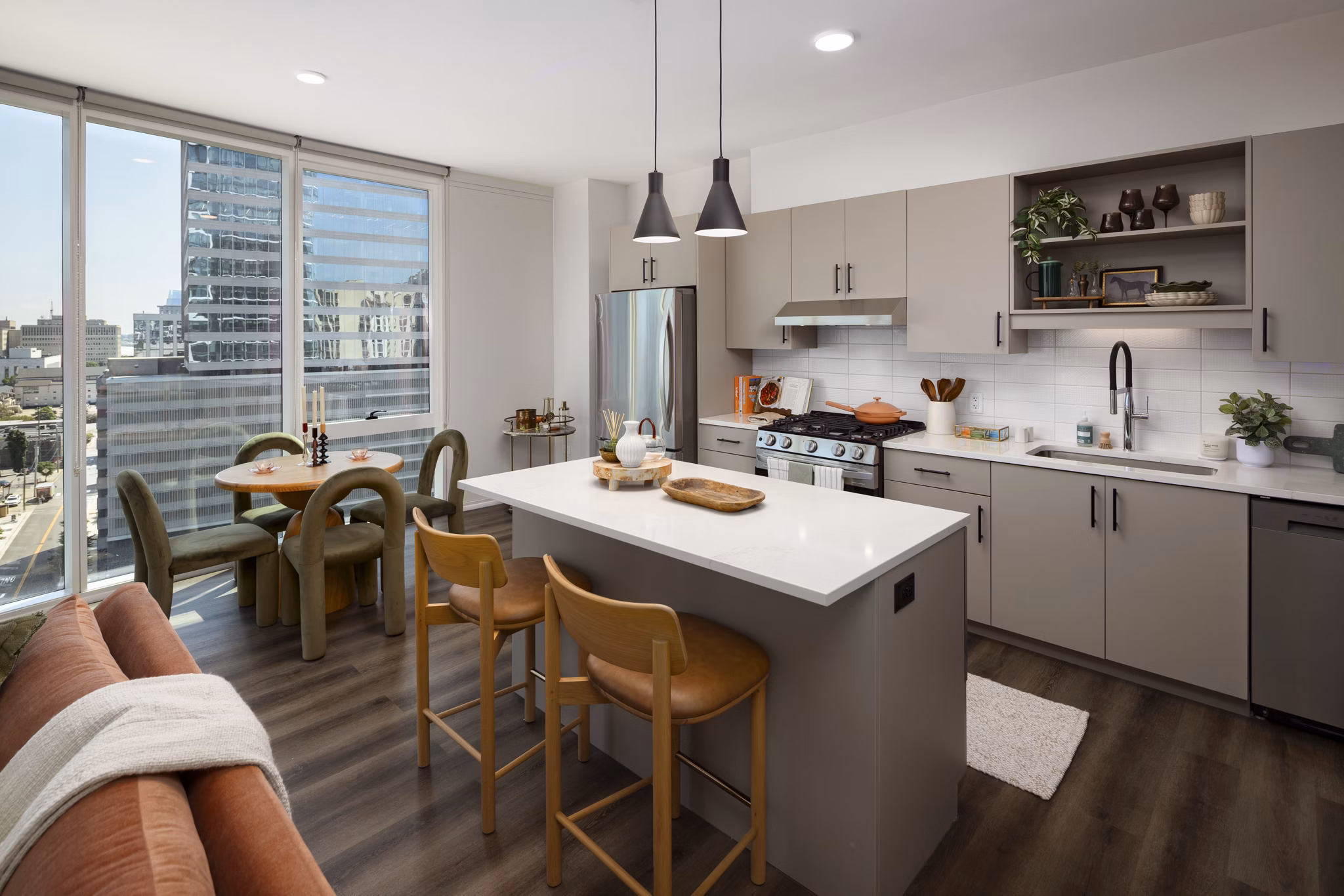 Kitchen at Albion Music Row Apartments