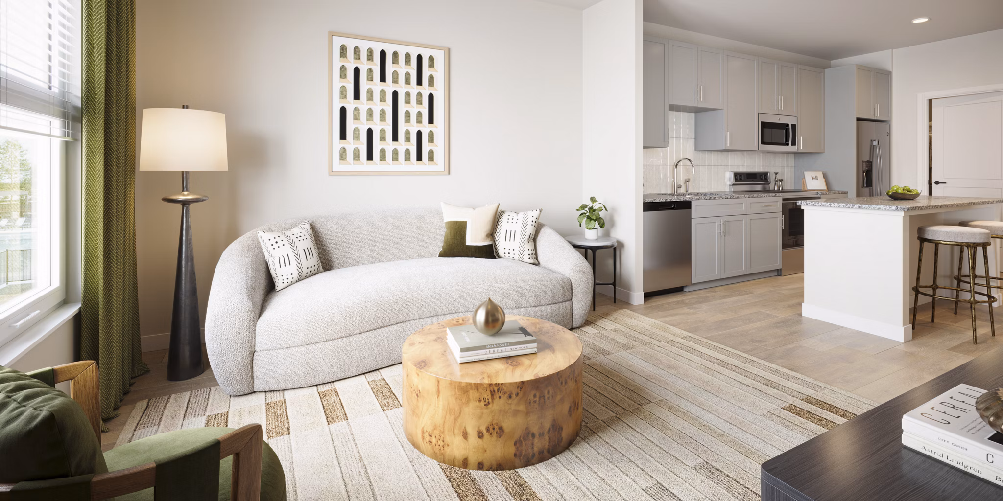 Living Room at Amble at First Creek Apartments