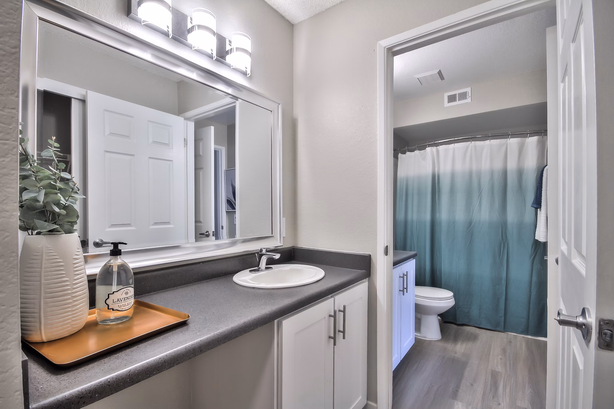 bathroom at The Harlow Apartments