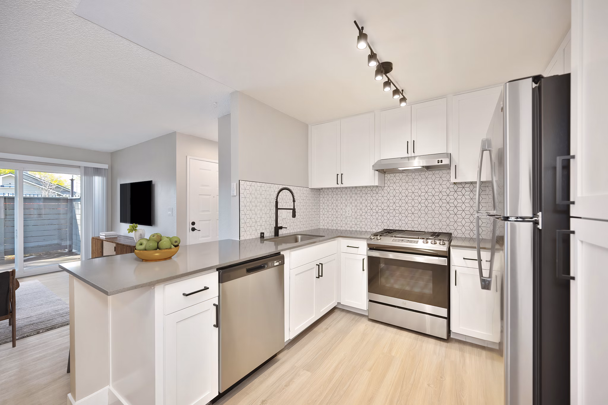 kitchen at The Harlow Apartments