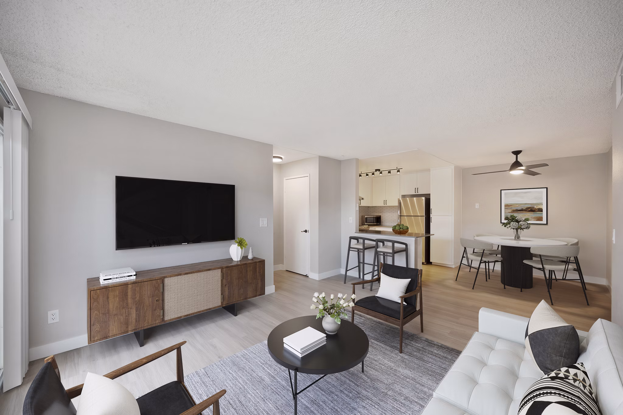 living room at The Harlow Apartments
