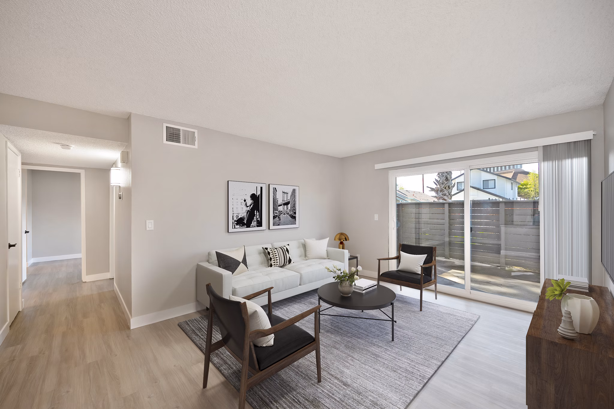 living room at The Harlow Apartments